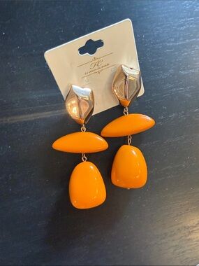 Bold Orange Drop Dangle Earrings